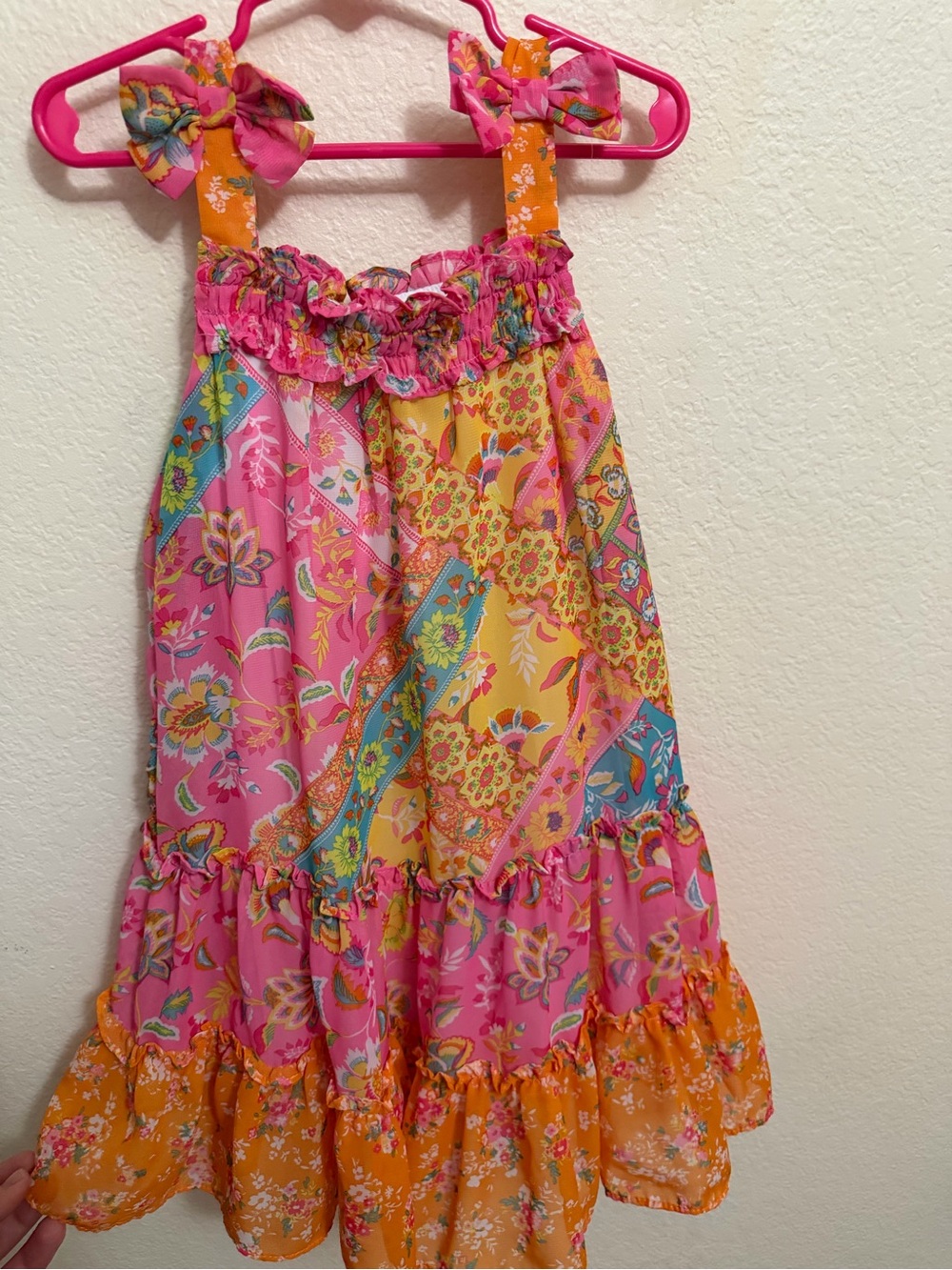 Jona Michelle Pink & Orange Floral Tie-Shoulder Dress